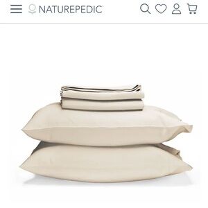 2 Cream Organic Cotton Pillow Cases 400 Thread Count Sateen in Standard Size